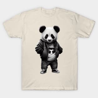 Black and white panda with cool cute sportswear T-Shirt